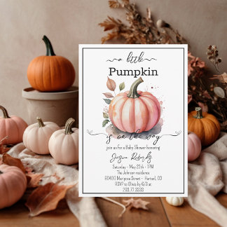 A Little Pumpkin Pink Baby Shower Invitation 招待状