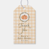 A Little Pumpkin Whimsical Gingham Baby Shower ギフトタグ (正面)