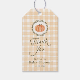 A Little Pumpkin Whimsical Gingham Baby Shower ギフトタグ