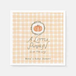 A Little Pumpkin Whimsical Gingham Baby Shower スタンダードカクテルナプキン