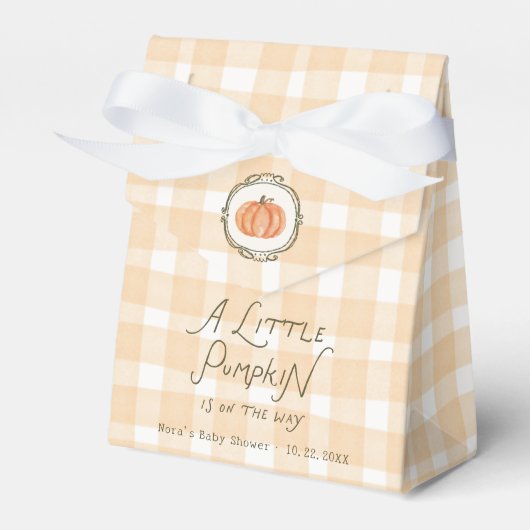 A Little Pumpkin Whimsical Gingham Baby Shower フェイバーボックス (正面サイド)