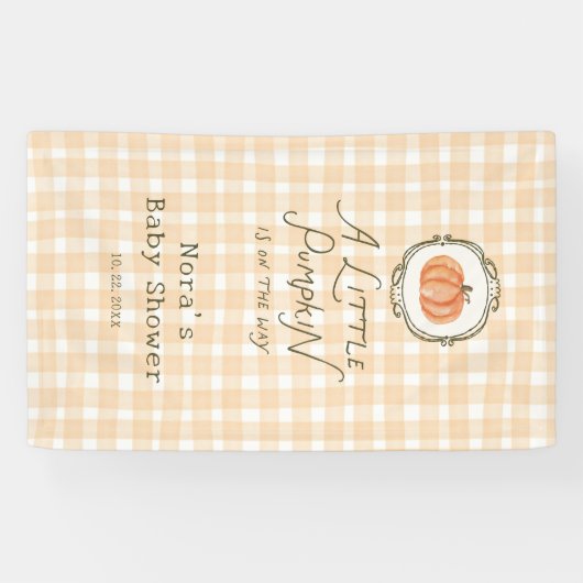 A Little Pumpkin Whimsical Gingham Baby Shower 横断幕 (横)