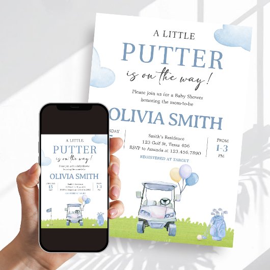 A Little Putter Golf Baby Shower 招待状