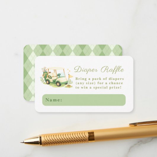 A Little Putter Golf Baby Shower Diaper Raffle エンクロージャーカード (正面/裏面インサイチュ)