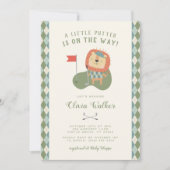 A Little Putter Golf Theme Preppy Plaid Boy  招待状 (正面)