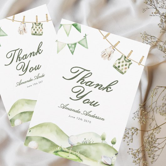 A Little Putter Is On The Way Boy Baby Shower  サンキューカード