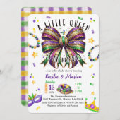 A little Queen is on her way Mardi Gras Invitation 招待状 (正面/裏面)