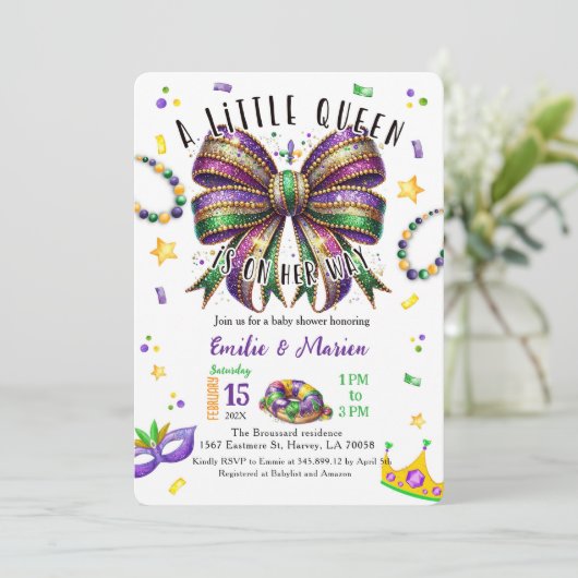 A little Queen is on her way Mardi Gras Invitation 招待状 (スタンド正面)