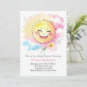 A Little Ray of Sunshine女の子カスタム赤ちゃんシャワー 招待状 (スタンド正面)