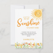 A Little Ray Of Sunshine Baby Shower サンキューカード (正面)