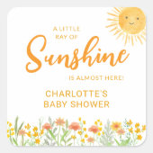 A Little Ray Of Sunshine Baby Shower スクエアシール (正面)