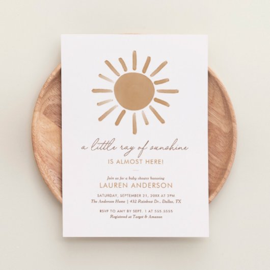 A Little Ray of Sunshine Boho Baby Shower 招待状