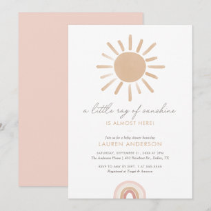 A Little Ray of Sunshine Boho Girl Baby Shower 招待状