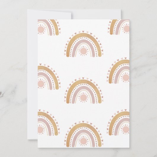 A Little Ray of Sunshine Boho Rainbow Baby Shower 招待状 (裏面)