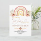 A Little Ray of Sunshine Boho Rainbow Baby Shower 招待状 (スタンド正面)
