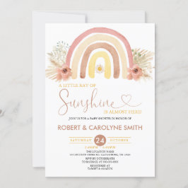 A Little Ray of Sunshine Boho Rainbow Baby Shower 招待状