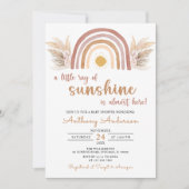 A Little Ray of Sunshine Boho Rainbow Baby Shower 招待状 (正面)