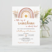 A Little Ray of Sunshine Boho Rainbow Baby Shower 招待状 (スタンド正面)
