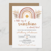 A Little Ray of Sunshine Boho Rainbow Baby Shower 招待状 (正面/裏面)