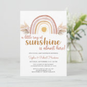 A Little Ray of Sunshine Boho Rainbow Baby Shower 招待状 (スタンド正面)