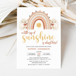 A Little Ray of Sunshine Boho Rainbow Baby Shower 招待状