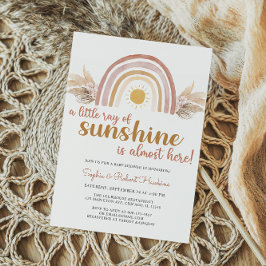 A Little Ray of Sunshine Boho Rainbow Baby Shower 招待状