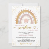 A Little Ray of Sunshine Boho Rainbow Baby Shower 招待状 (正面)