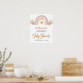 A Little Ray of Sunshine Boho Rainbow Welcome Sign ポスター (キッチン)