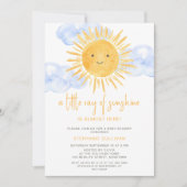 A Little Ray of Sunshine Clouds Baby Shower  招待状 (正面)