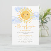 A Little Ray of Sunshine Clouds Baby Shower  招待状 (スタンド正面)