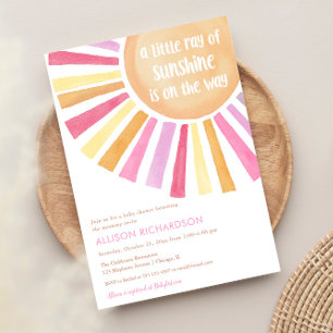 A Little ray of sunshine girl baby shower 招待状
