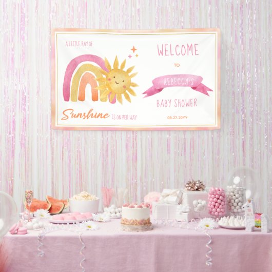 A Little Ray of Sunshine Girl Baby Shower Banner 横断幕 (パーティー)
