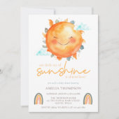 A Little Ray Of Sunshine Rainbows Bohoベビーシャワー 招待状 (正面)