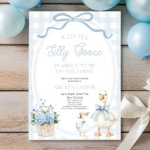 A Little Silly Goose Blue Bow Floral Baby Shower