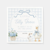 A Little Silly Goose Blue Floral Bow Baby Shower スタンダードカクテルナプキン (正面)
