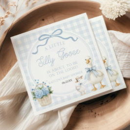 A Little Silly Goose Blue Floral Bow Baby Shower スタンダードカクテルナプキン
