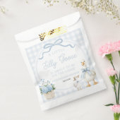 A Little Silly Goose Blue Floral Bow Baby Shower フェイバーバッグ (封をした状態)