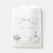 A Little Silly Goose Blue Floral Bow Baby Shower フェイバーバッグ (正面)