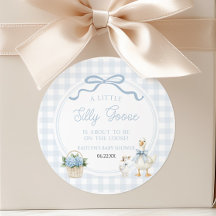 A Little Silly Goose Blue Floral Bow Baby Shower