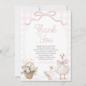 A Little Silly Goose Pink Bow Floral Baby Shower サンキューカード (正面)