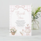 A Little Silly Goose Pink Bow Floral Baby Shower サンキューカード (スタンド正面)
