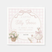 A Little Silly Goose Pink Floral Bow Baby Shower スタンダードカクテルナプキン (正面)