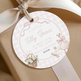 A Little Silly Goose Pink Floral Bow Baby Shower フェイバータグ
