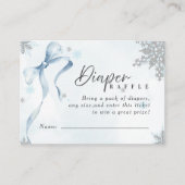 A little Snowflake Blue Bow Glitter Baby Shower エンクロージャーカード (正面)