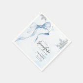 A little Snowflake Blue Bow Glitter Baby Shower スタンダードカクテルナプキン (角)