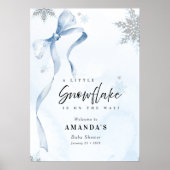 A little Snowflake Blue Bow Glitter Baby Shower ポスター (正面)