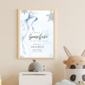 A little Snowflake Blue Bow Glitter Baby Shower ポスター