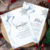 A little Snowflake Blue Bow Glitter Baby Shower 招待状