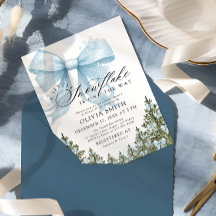 A Little Snowflake Blue Bow Winter Baby Shower