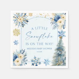 A Little Snowflake Blue Winter Baby Shower  スタンダードカクテルナプキン